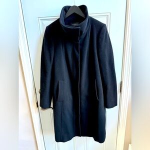 Ann Taylor Black Zip Wool Cowl Neck Coat